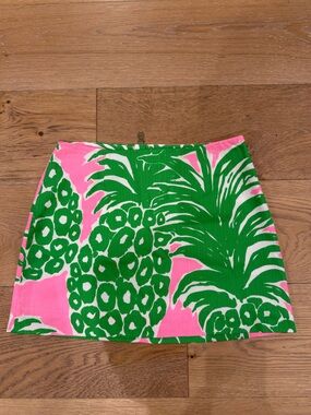 Lilly Pulitzer Pink and Green Pineapple Print Skirt